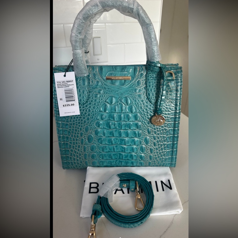 Brahmin small Caroline mermaid green Melbourne genuine leather